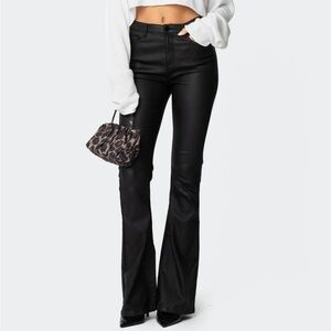 Edikted Luna Faux Leather Flare Jeans